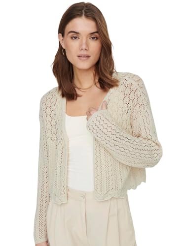ONLY Damen ONLNOLA 7/8 Life Open Cardigan NCA KNT Strickjacke, Cloud Dancer,M von ONLY