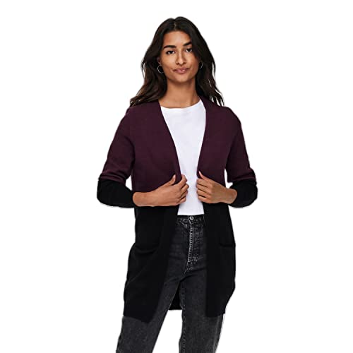 ONLY Damen Lange Strickjacke mit Taschen Knitted Stretch Casual Cardigan Open Langarm Basic ONLQUEEN von ONLY