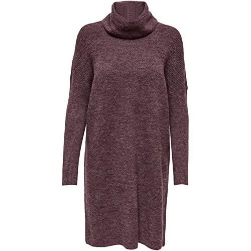 ONLY Damen Strickkleid Loose Fit Longsleeve Knit Kleid mit Langen Ärmeln ONLJANA Rollkragen Dress Pullover, Farben:Bordeaux, Größe:XL von ONLY