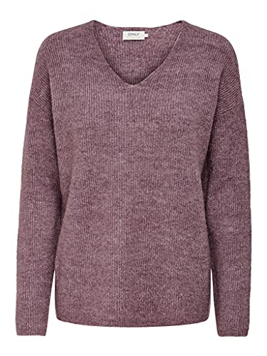 ONLY Damen Warmer Strickpullover | Knitted Basic Stretch Sweater | Langarm V-Ausschnitt Shirt ONLCAMILLA, Farben:Braun, Größe:M von ONLY