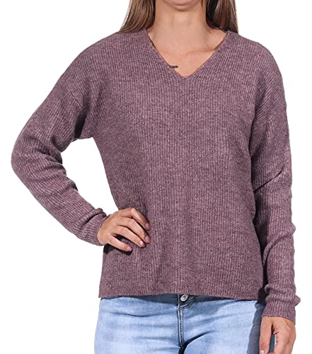 ONLY Damen ONLCAMILLA V-Neck L/S Strickpullover KNT 15204588, Rose Browndetail:Melange,S von ONLY