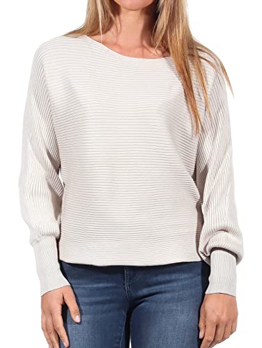 ONLY Damen Kurzer Strickpullover | Knitted Basic Stretch Sweater | Langarm Shirt U-Boot ONLADALINE, Farben:Beige, Größe:L von ONLY