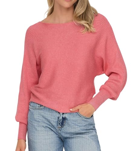 ONLY Damen Onladaline L/S Short Pullo KNT Noos Strickpullover Mit U-Boot-Ausschnitt 15226298 ,Tea Rose ,M von ONLY
