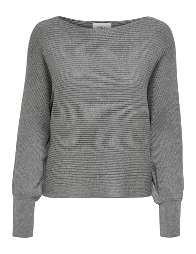 ONLY Damen Strickpullover OnlAdaline Life kurzer Damenpulli mit Rippmuster 15226298 medium Grey Melange L von ONLY