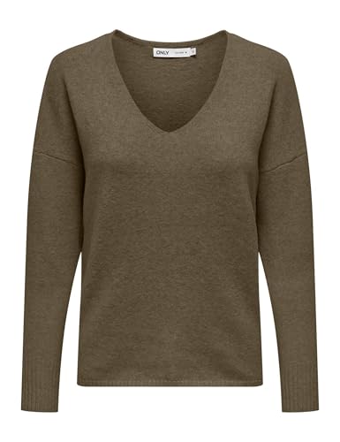 ONLY Damen Strickpullover V-Ausschnitt Sweater Onlrica Life L/S V-Neck Pullo KNT Noos 15224360 ,Beech ,S von ONLY