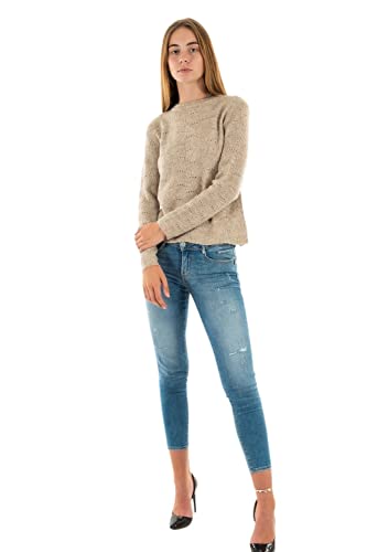 ONLY Damen Struktur Strickpullover Rund Hals Sweater Lockerer Pullover Langarm Oberteil ONLLOLLI, Farben:Grau, Größe:XS von ONLY