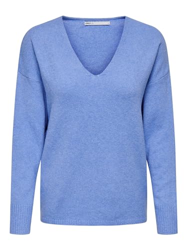 ONLY Damen Strickpullover V-Ausschnitt Sweater Onlrica Life L/S V-Neck Pullo KNT Noos 15224360,Provence,S von ONLY