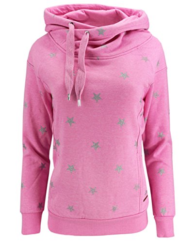 ONLY Damen Sweatshirt Pullover onlJALENE STAR HOOD Sterne Hoodie Kapuze (Pink ( Begonia Pink ), S) von ONLY