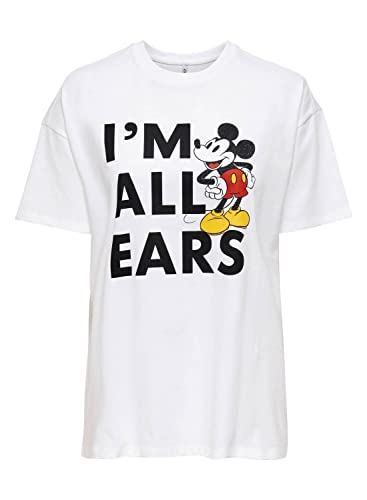 ONLY Damen T-Shirt mit Disney Print - ONLDISNEY Life Oversize S/S Classic TOP (S, Bright White) von ONLY