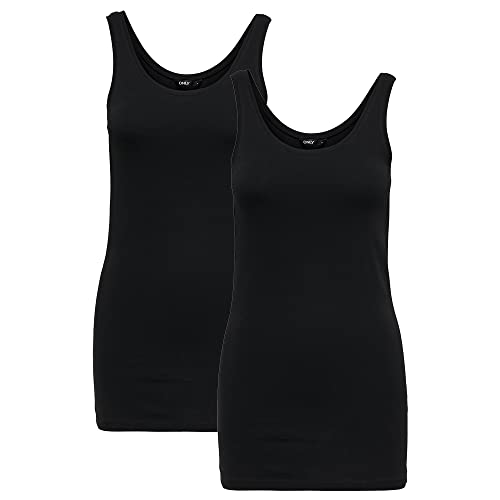 ONLY Tank Top Lang, Schwarz/Weiß, 95% Baumwolle, 5% Elasthan, 1er - 5er Pack (DE/NL/SE/PL, Alphanumerisch, XXL, Regular, Regular, 2, Schwarz) von ONLY