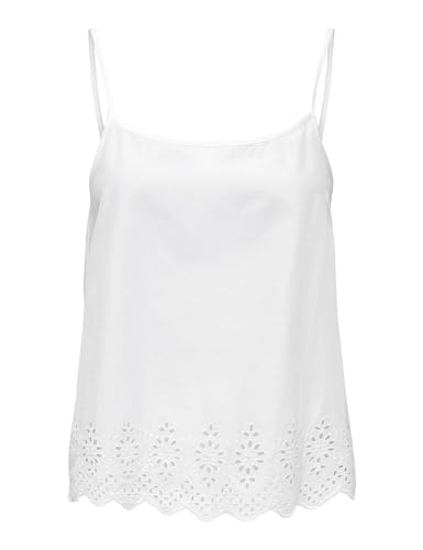 ONLY Damen Top ONLLOU Life EMB Singlet PTM (DE/NL/SE/PL, Alphanumerisch, XS, Regular, Regular, Bright White) von ONLY