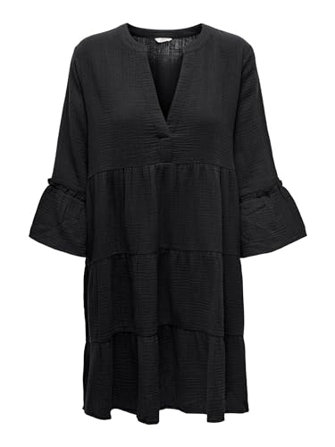 ONLY Damen Kurzes Volant Kleid 3/4 Arm Peplon Knielang Splitneck V-Ausschnitt Knielang ONLTHYRA, Farben:Anthrazit, Größe:XS ONLY Damen Kurzes Volant Kleid 3/4 Arm Peplon Knielang Splitneck V-Ausschnitt Knielang ONLTHYRA, Farben:Anthrazit, Größe:XS von ONLY
