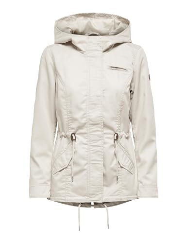 ONLY Damen Übergangs-Jacke ONLLorca Canvas Parka mit Kapuze 15216452, Moonbeam,S von ONLY