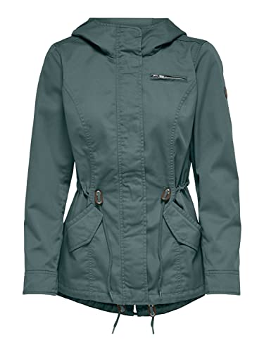 ONLY Damen Übergangs-Jacke ONLLorca Canvas Parka mit Kapuze 15216452 balsam green XL von ONLY