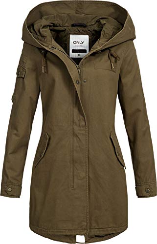 ONLY Damen Übergangsjacke May Spring Kurzmantel XL-Kapuze 15167801 beech XS von ONLY