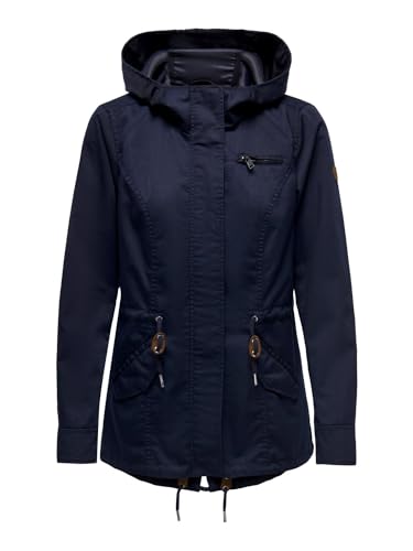 ONLY Damen Übergangsjacke ONLLorca Canvas Parka 15319876 leichte Jacke mit Kapuze Blue Graphite L von ONLY