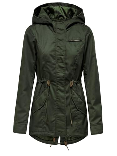 ONLY Damen Übergangsjacke ONLLorca Canvas Parka 15319876 leichte Jacke mit Kapuze Forest Night S von ONLY