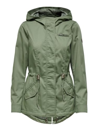 ONLY Damen Übergangsjacke ONLLorca Canvas Parka 15319876 leichte Jacke mit Kapuze Hedge Green XS von ONLY