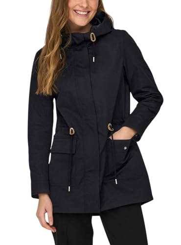 ONLY Damen Übergangsjacke ONLLouise Parka leichte Jacke mit Kapuze 15312869 Black XS von ONLY