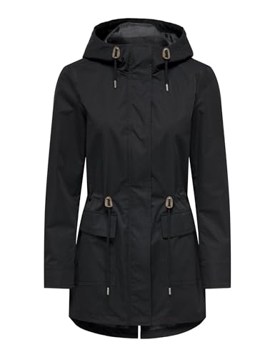 ONLY Damen Übergangsjacke ONLLouise Parka leichte Jacke mit Kapuze 15312869 Black XXL von ONLY