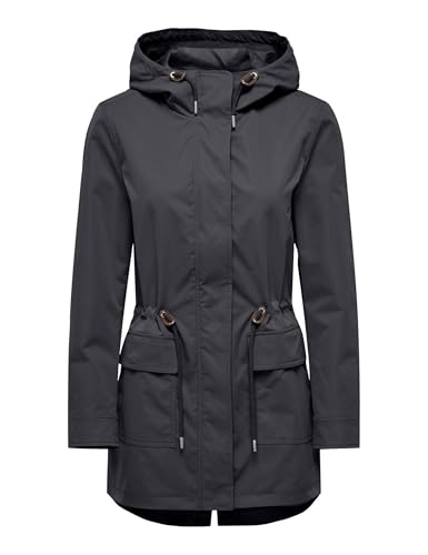 ONLY Damen Übergangsjacke ONLLouise Parka leichte Jacke mit Kapuze 15312869 Blue Graphite M von ONLY