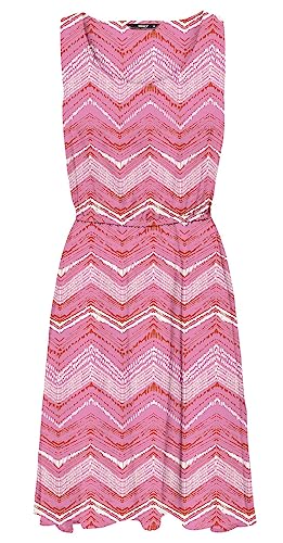 ONLY Damen Viskose Kleid Onlnova Life Sara Sommerkleid mit Zick-Zack Muster 15222201 Strawberry Moon 396 Chevron 38 von ONLY