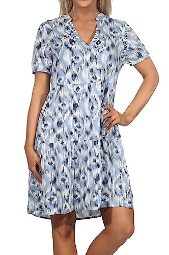 ONLY Damen Viskose Kleid Onlnova Life Thea Sommerkleid mit Alloverprint 15222215 Faded Denim 414 Isla S von ONLY