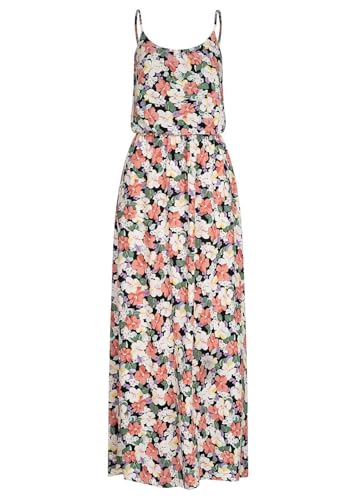 ONLY Damen Viskose Maxikleid Taillengummibund Blumen Print verstellb. Träger schwarz mc von ONLY