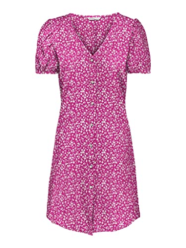 ONLY Damen Viskose Sommer-Kleid Onlnova Life Lucy mit Blumenmuster 15248783 Very Berry 354 Mono Floral M von ONLY