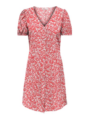 ONLY Damen Viskose Sommer-Kleid Onlnova Life Vis Lucy mit Blumenmuster 15249783 Rose of Sharon 473 Lovely Floral L von ONLY