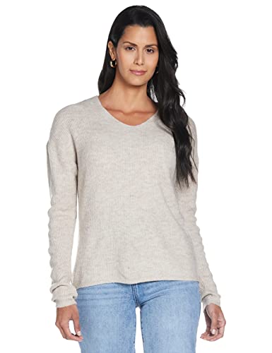 ONLY Damen Warmer Strickpullover | Knitted Basic Stretch Sweater | Langarm V-Ausschnitt Shirt ONLCAMILLA, Farben:Beige, Größe:M von ONLY