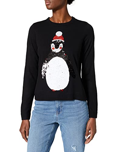 ONLY Damen Weihnachts Strick-Pullover ONLXMas Re Exclusive Pinguin Weihnachten 15222404 Black M von ONLY
