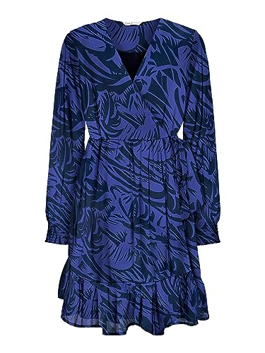 ONLY Damen Wickelkleid ONLSTAR Life L/S WRAP Dress PTM (L, Dress Blue) von ONLY