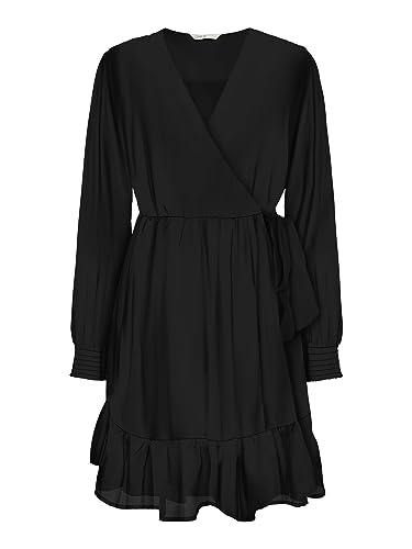 ONLY Damen Wickelkleid ONLSTAR Life L/S WRAP Dress PTM (XS, Black) von ONLY