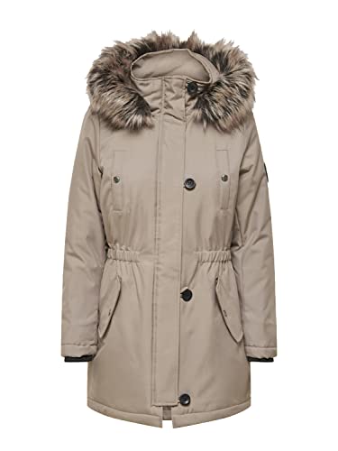 ONLY Damen Winter-Jacke OnlIris einfarbiger Parka Mantel Fellkapuze Winter, Farbe:Beige, Größe:XS ONLY Damen Winter-Jacke OnlIris einfarbiger Parka Mantel Fellkapuze Winter, Farbe:Beige, Größe:XS von ONLY
