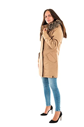 ONLY Damen Winterjacke Katy Parka mit Fell-Kapuze 15156573 tigers eye L von ONLY