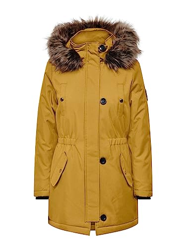 ONLY Damen Winterjacke ONLIris Damenjacke mit Fell-Kapuze 15213755 golden spice S von ONLY