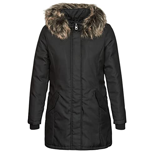 ONLY Damen Winterjacke Parka Katy Fellkapuze 15156573 black S von ONLY