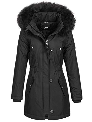 ONLY Damen Winterparka Iris 15213755 Damenjacke mit Fellkapuze black: black fur XXL von ONLY