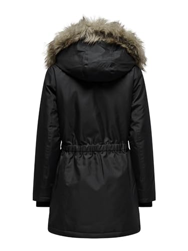 ONLY Damen Winterparka ONLIris mit Fellkapuze 15304625 Black/Natur Fur XS von ONLY