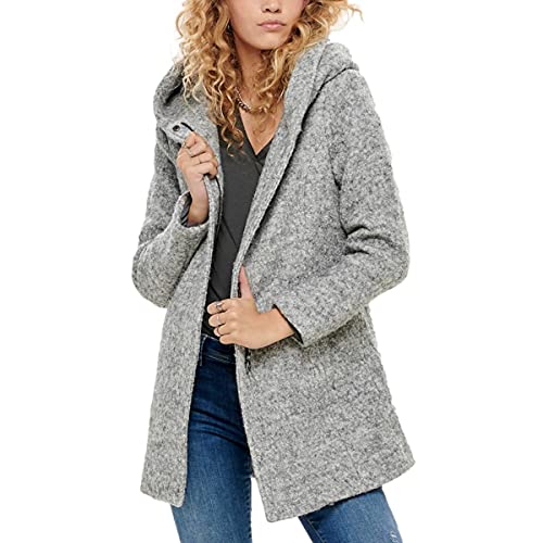 ONLY Damen Wollmantel Sedona Boucle Wool 15156578 light grey melange S von ONLY