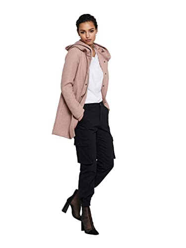 ONLY Damen klassischer Mantel OnlSedona Coat Übergangs-Jacke Kapuze Einfarbig, Farbe:Hellrosa, Größe:M von ONLY