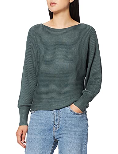 ONLY Damen Kurzer Strickpullover | Knitted Basic Stretch Sweater | Langarm Shirt U-Boot ONLADALINE, Farben:Grün, Größe:L von ONLY
