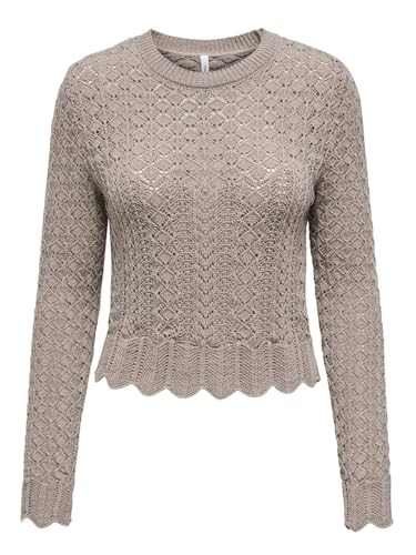 ONLY Damen kurzer Strickpullover ONLSaga Life Leichter Pulli mit Muschelsaum 15339668 Fungi XL ONLY Damen kurzer Strickpullover ONLSaga Life Leichter Pulli mit Muschelsaum 15339668 Fungi XL von ONLY