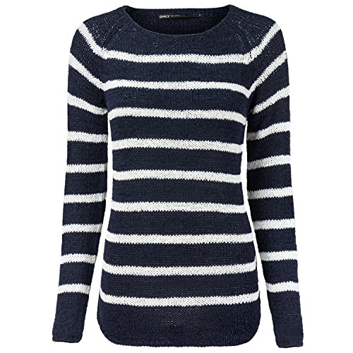 ONLY Damen onlTAPPY L/S Stripe CC KNT Pullover, Mehrfarbig (Sky Captain Stripes:W Cloud Dancer), 40 (Herstellergröße: L) von ONLY