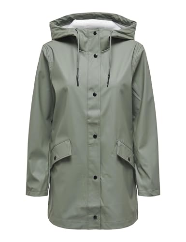 ONLY Damen wasserabweisende Regenjacke ONLElisa Regenmantel mit Kapuze 15261734 Agave Green L von ONLY