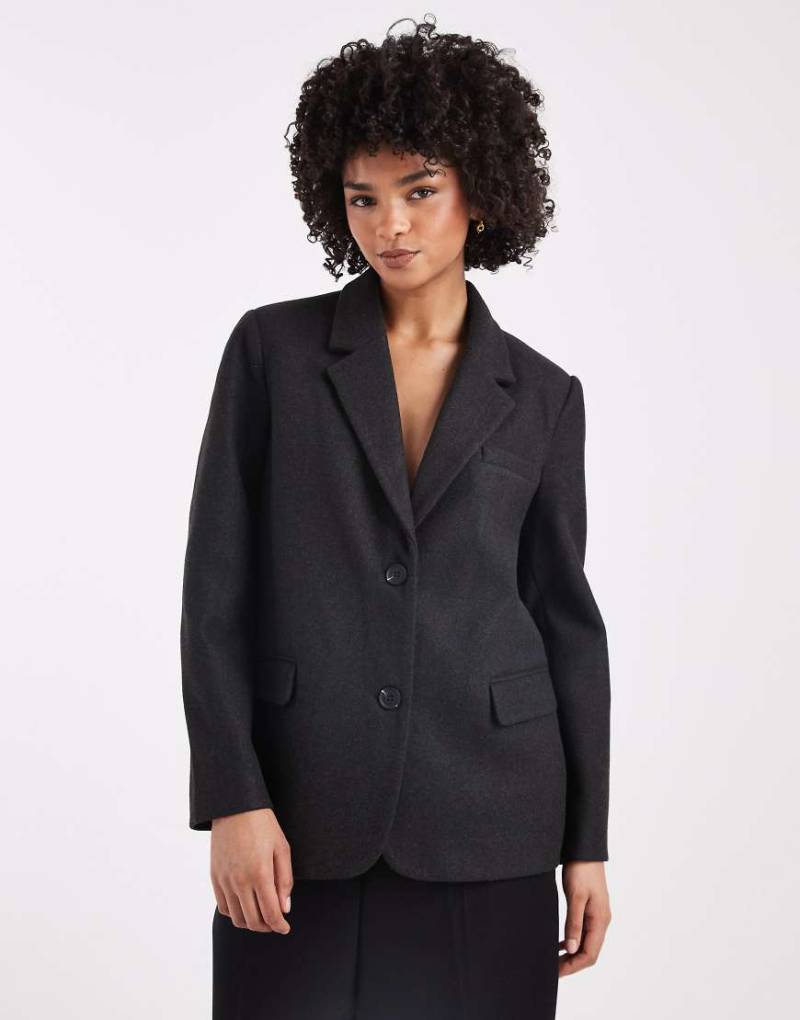 ONLY - Eleganter Oversize-Blazer in Dunkelgrau-Schwarz von ONLY