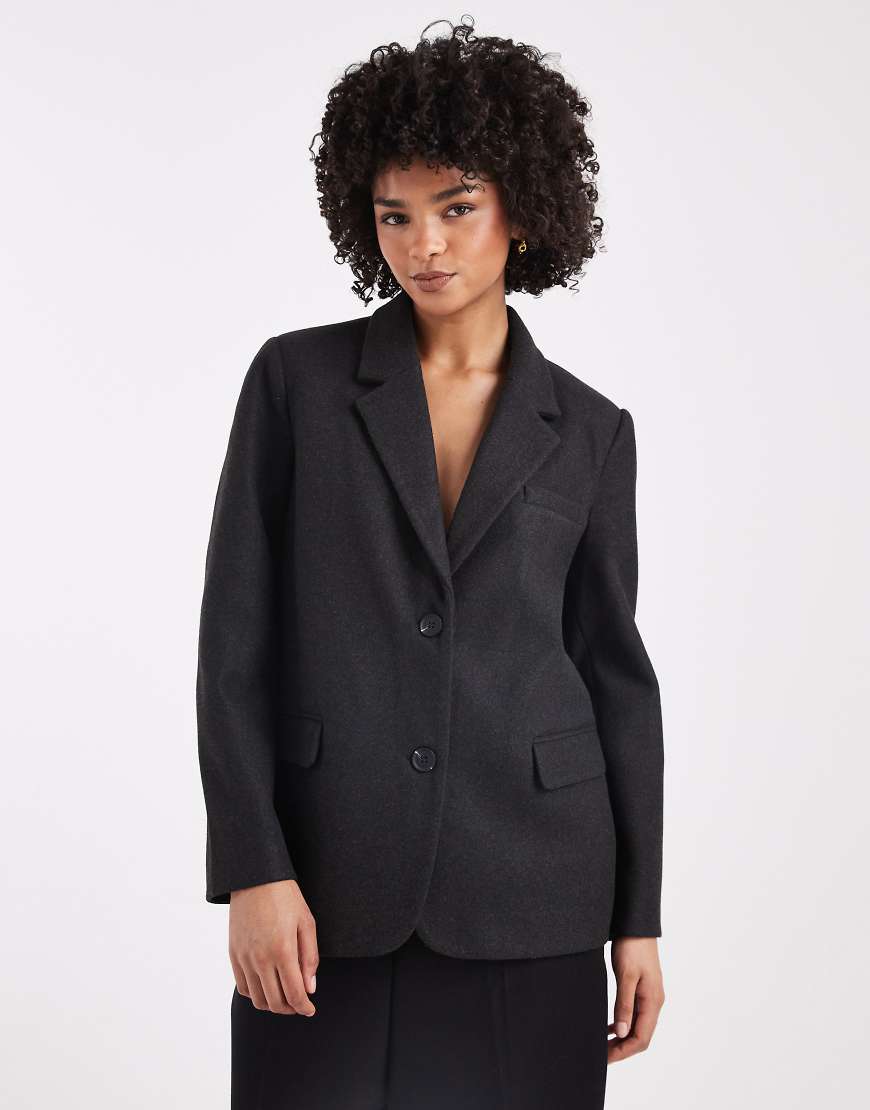 ONLY - Eleganter Oversize-Blazer in Dunkelgrau-Schwarz von ONLY
