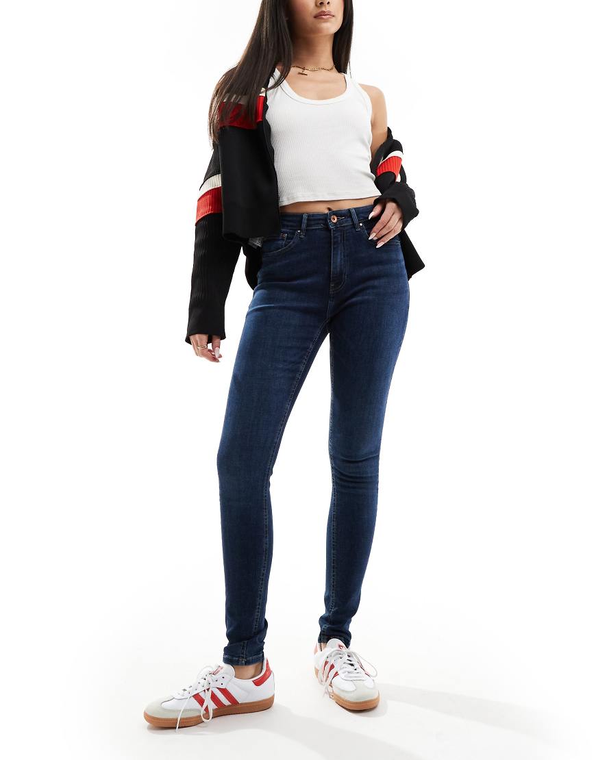 ONLY - Eng geschnittene Jeans in Dunkelblau mit hohem Bund von ONLY