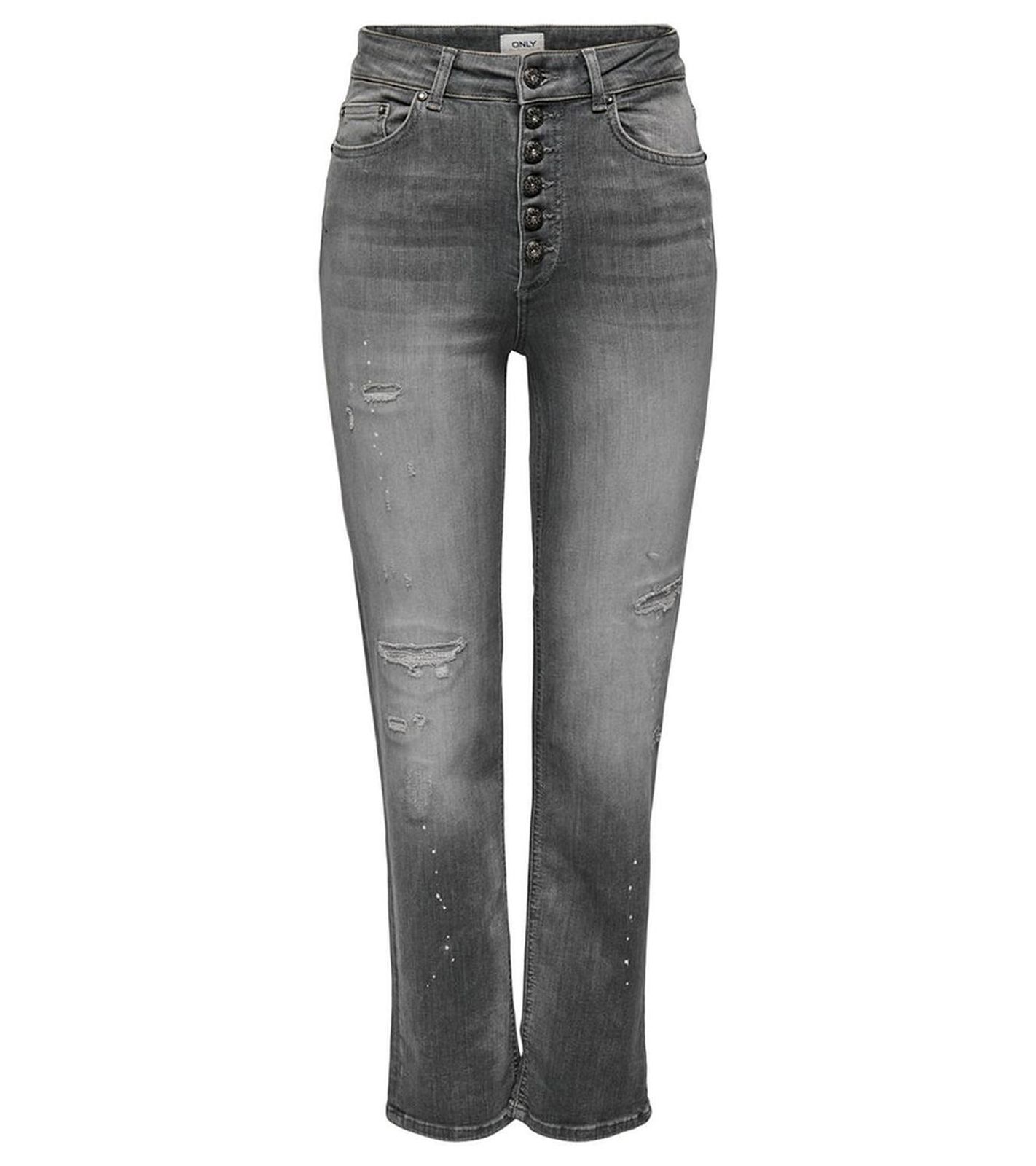 ONLY Evelina Damen High Waist Jeans im Ankle-Stil Straight-Leg Denim-Hose 11930220 Grau von ONLY